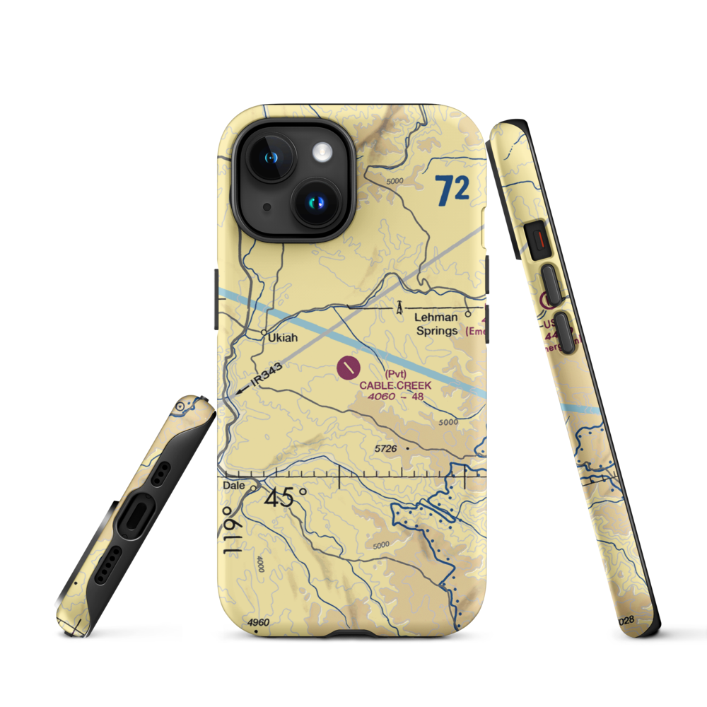 Cable Creek Ranch Airport (96OR) VFR Sectional  Tough iPhone Case iPhone 15 model shown