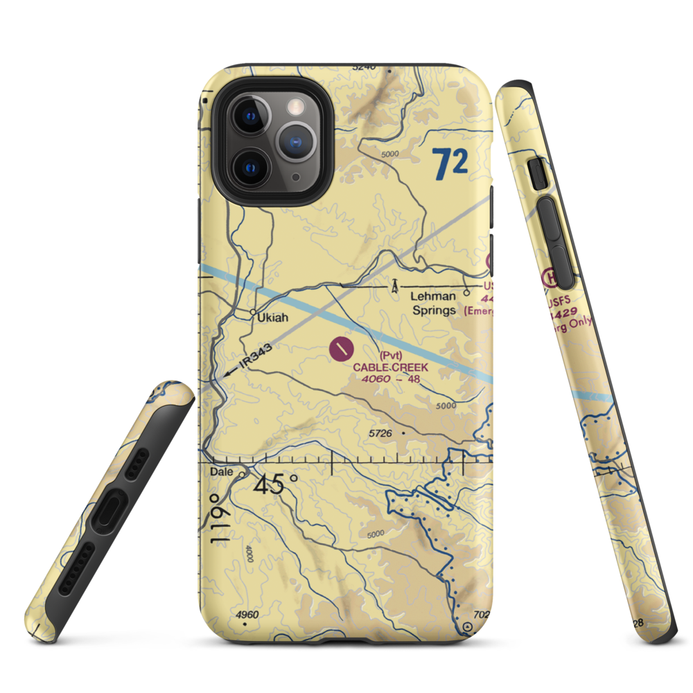 Cable Creek Ranch Airport (96OR) VFR Sectional  Tough iPhone Case iPhone 11 Pro Max model shown