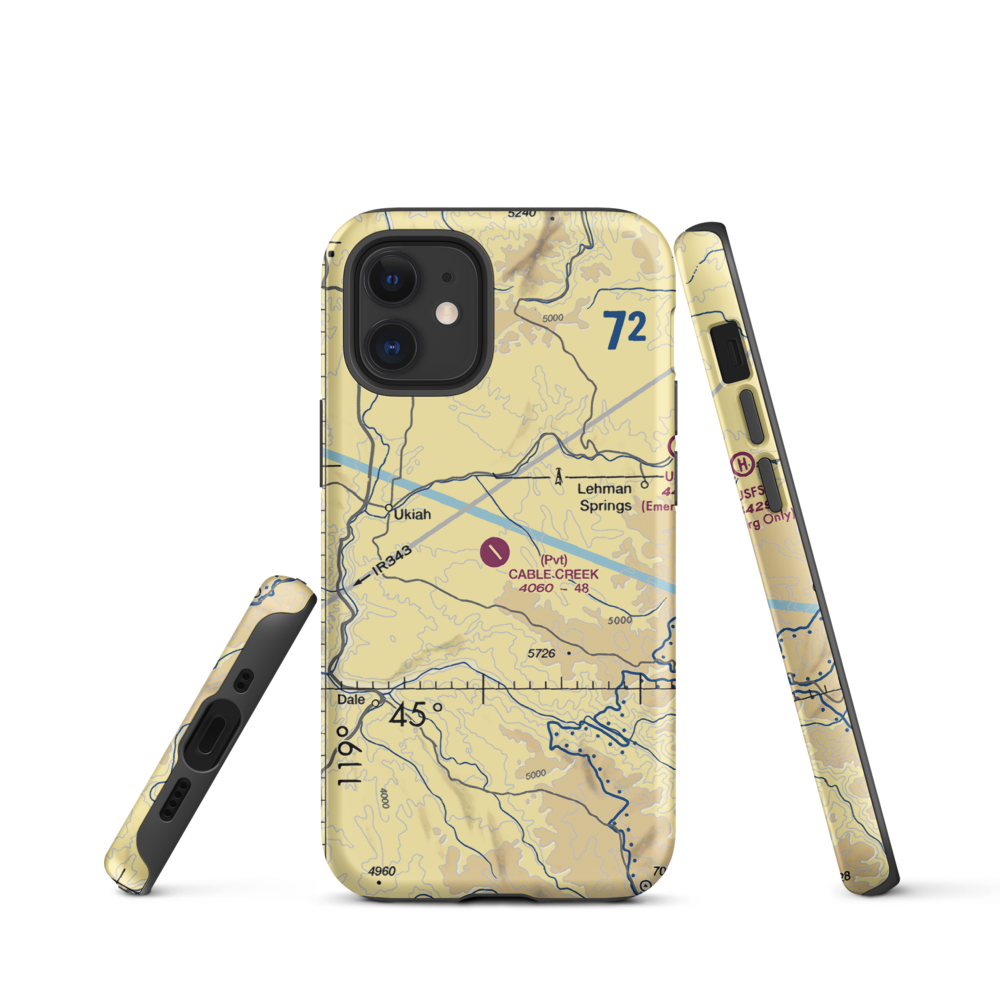 Cable Creek Ranch Airport (96OR) VFR Sectional  Tough iPhone Case iPhone 12 mini model shown