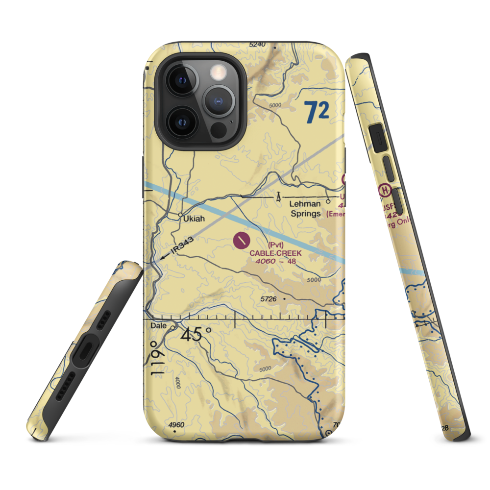 Cable Creek Ranch Airport (96OR) VFR Sectional  Tough iPhone Case iPhone 12 Pro Max model shown