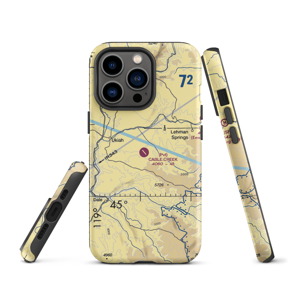 Cable Creek Ranch Airport (96OR) VFR Sectional  Tough iPhone Case iPhone 13 Pro model shown