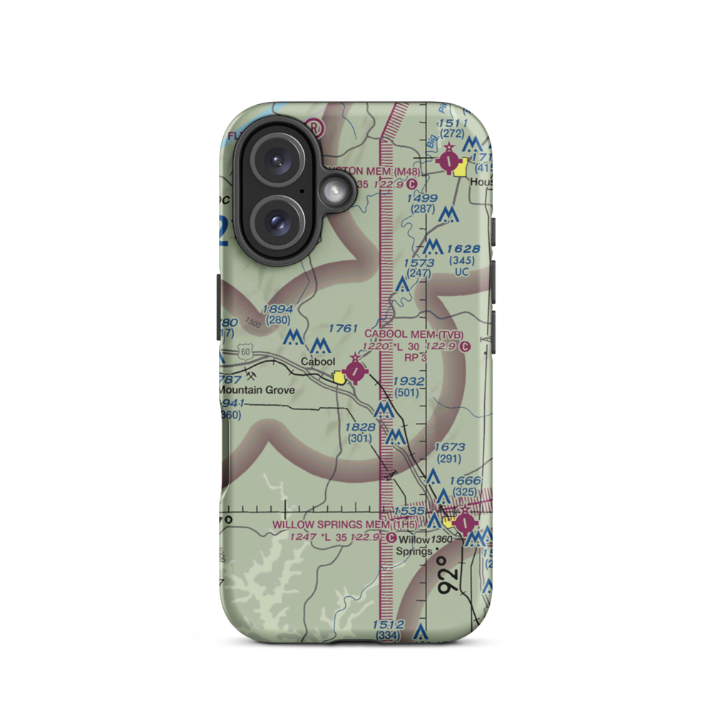 Cabool Memorial Airport (TVB) VFR Sectional  Tough iPhone Case iPhone 16 model shown