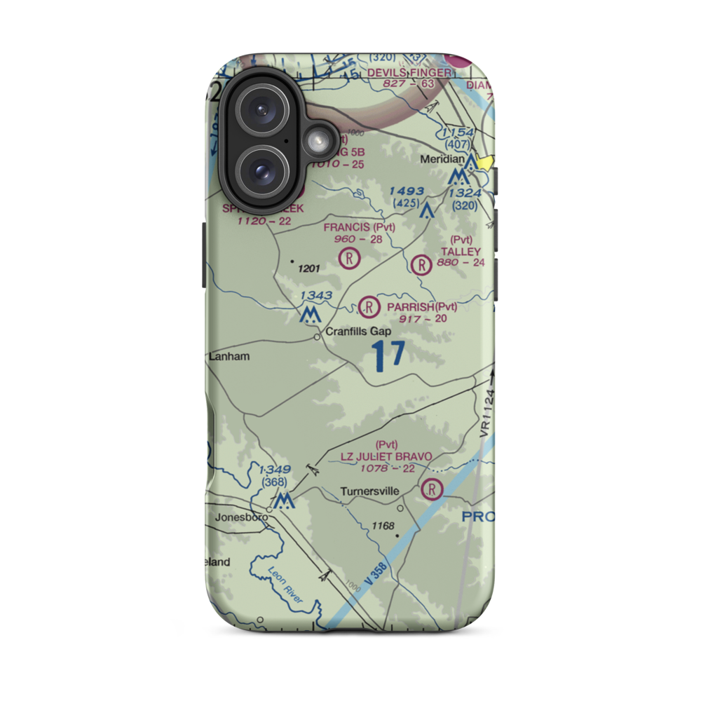 Cade Field (TX97) VFR Sectional  Tough iPhone Case iPhone 16 Plus model shown