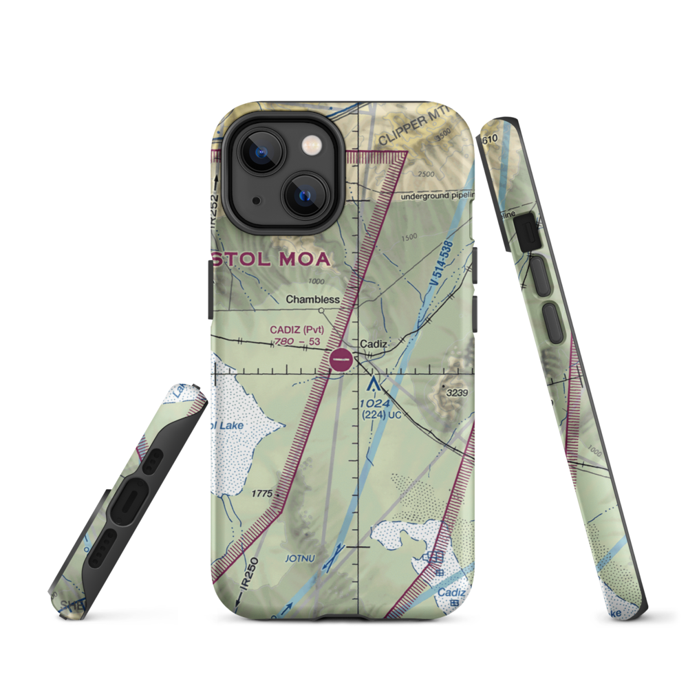 Cadiz Airstrip (CA90) VFR Sectional  Tough iPhone Case iPhone 14 model shown