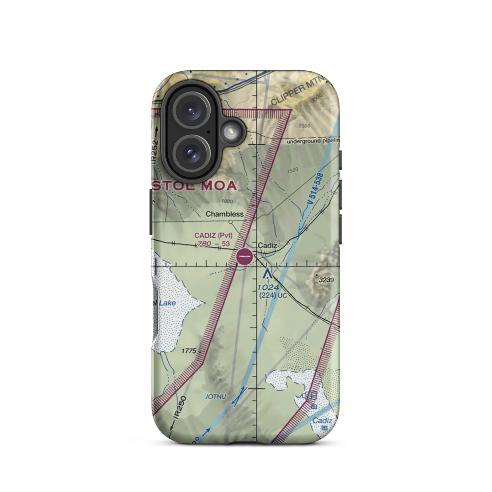 Cadiz Airstrip (CA90) VFR Sectional  Tough iPhone Case iPhone 16 model shown