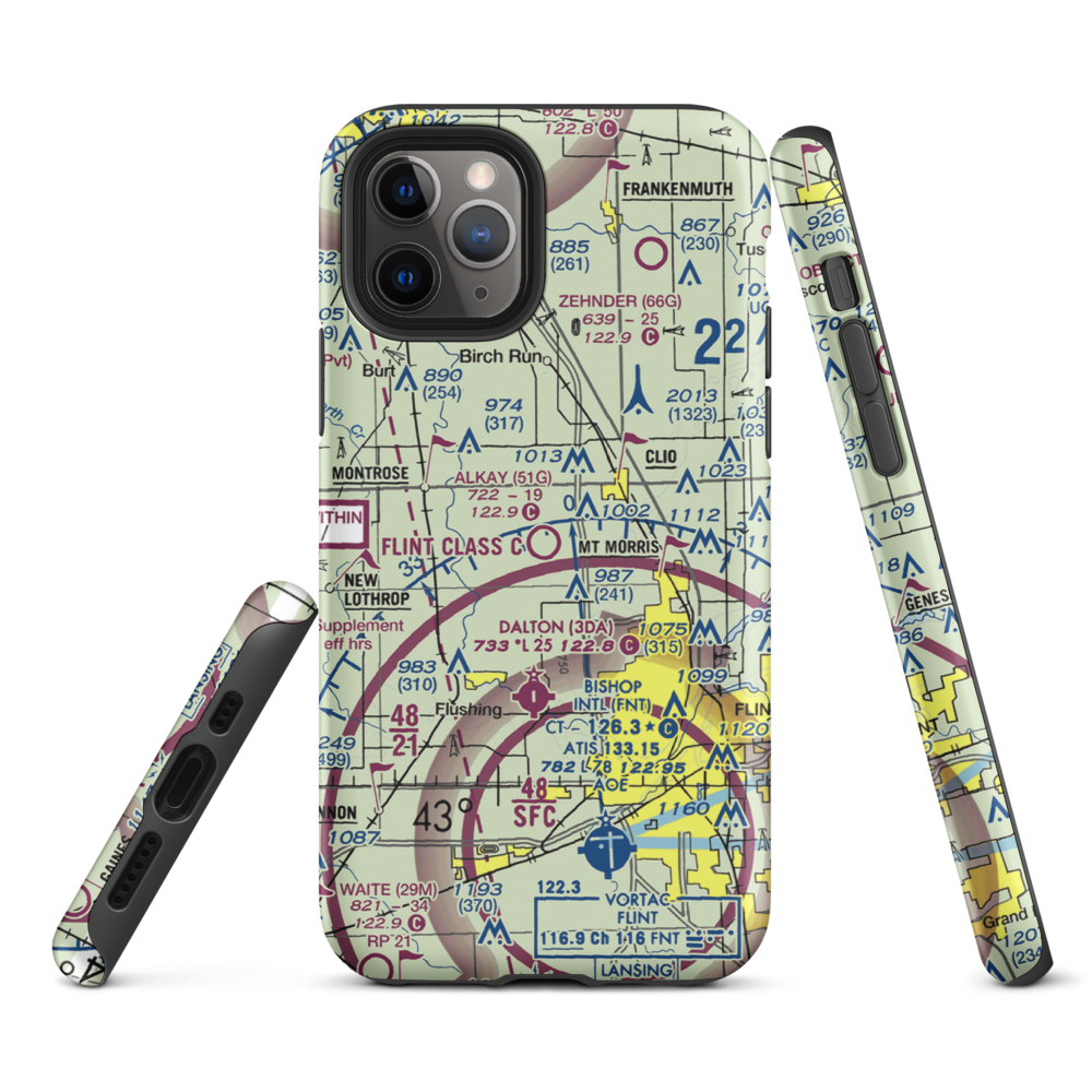 Cagney Airport (51G) VFR Sectional  Tough iPhone Case iPhone 11 Pro model shown