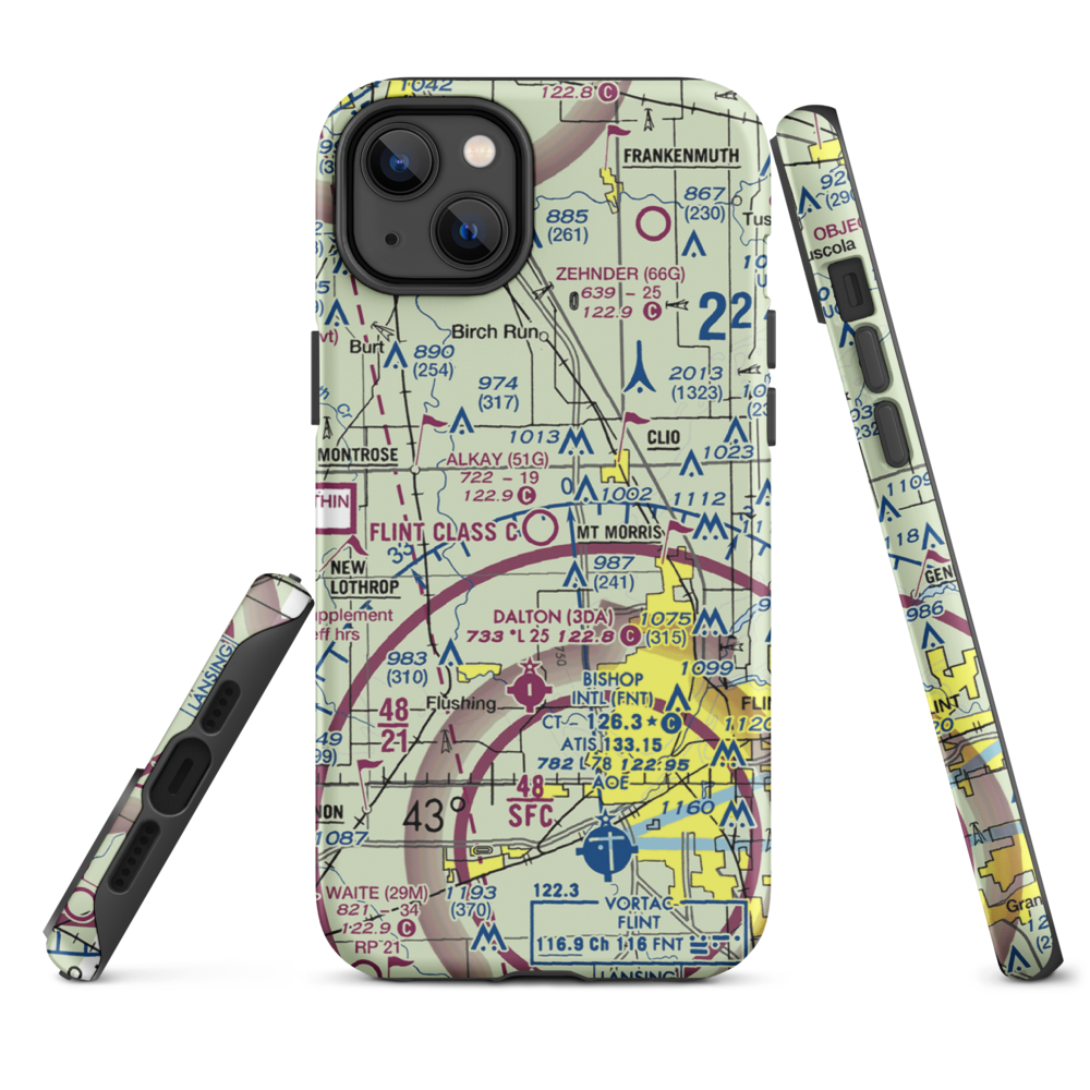 Cagney Airport (51G) VFR Sectional  Tough iPhone Case iPhone 14 Plus model shown