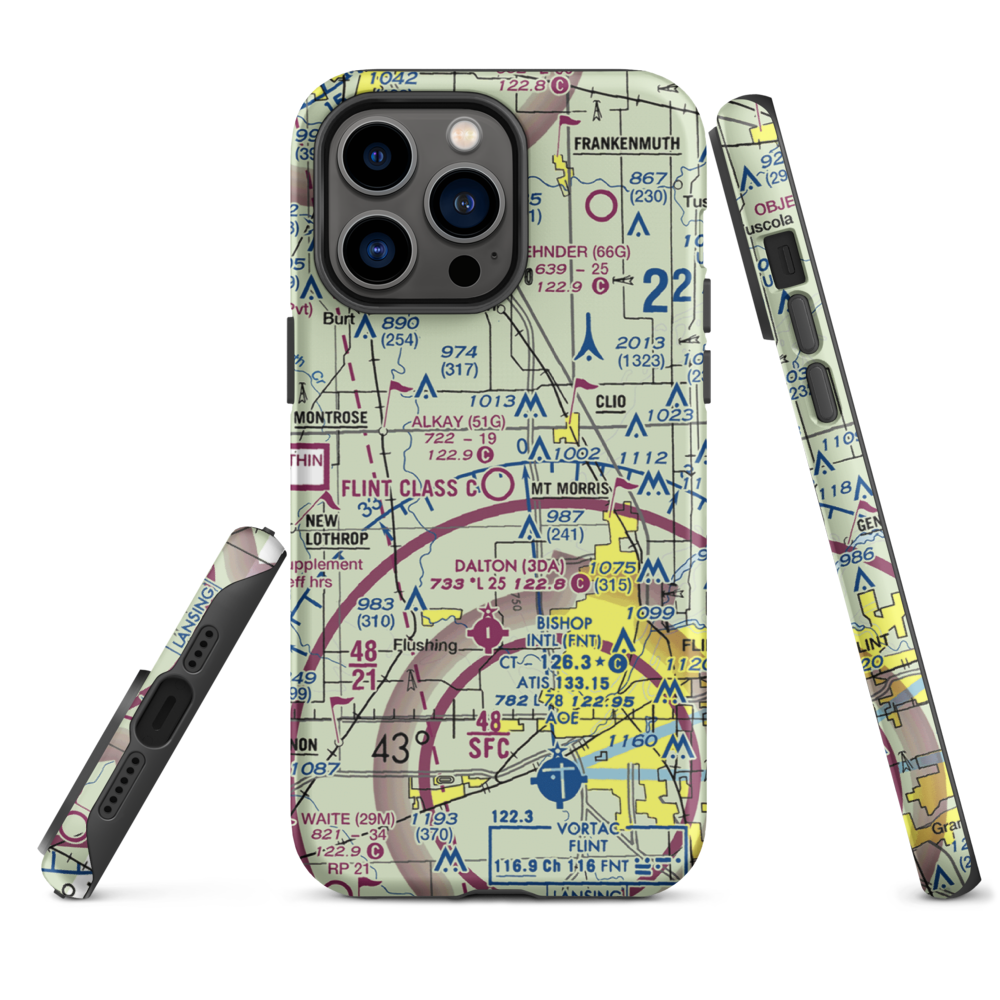 Cagney Airport (51G) VFR Sectional  Tough iPhone Case iPhone 14 Pro Max model shown