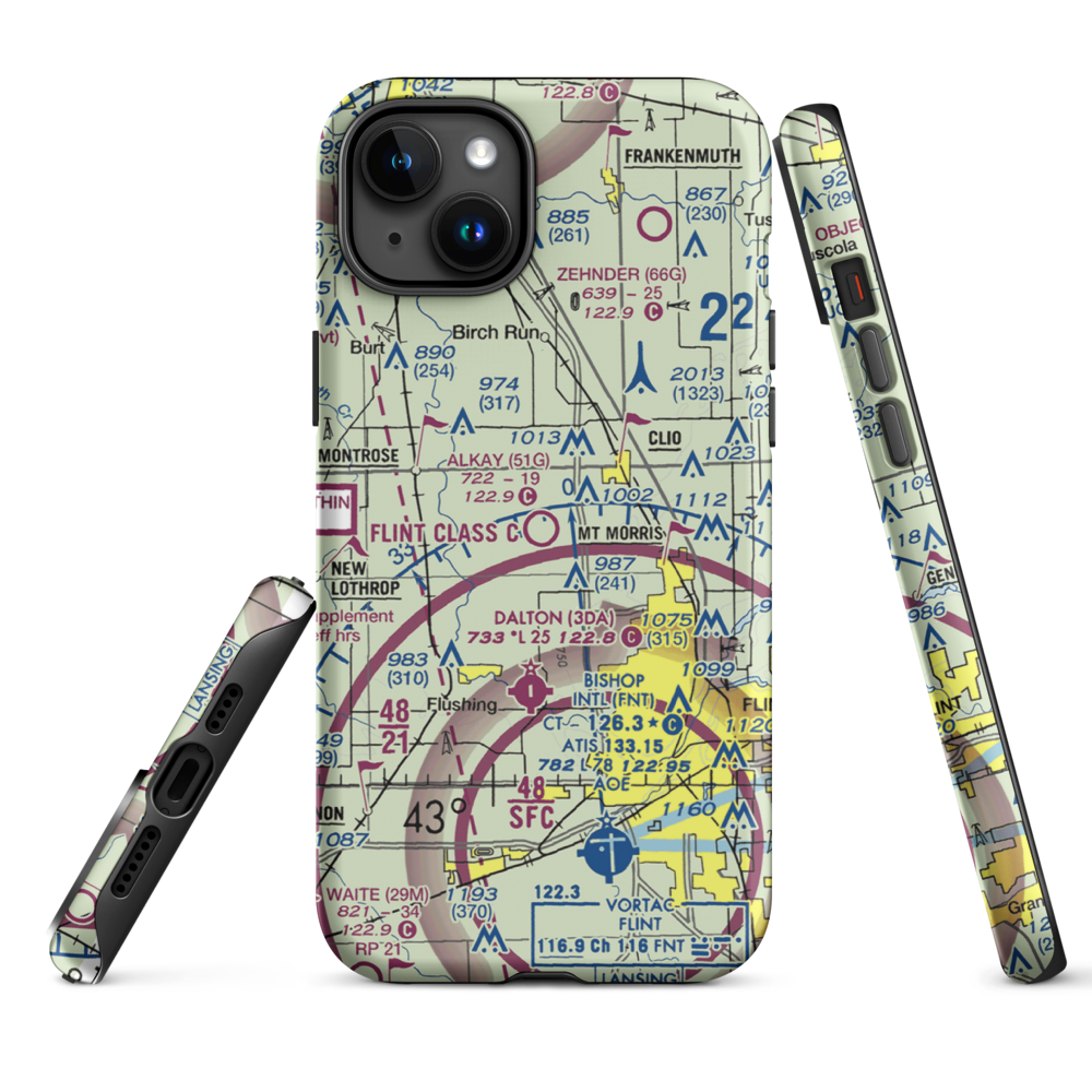 Cagney Airport (51G) VFR Sectional  Tough iPhone Case iPhone 15 Plus model shown