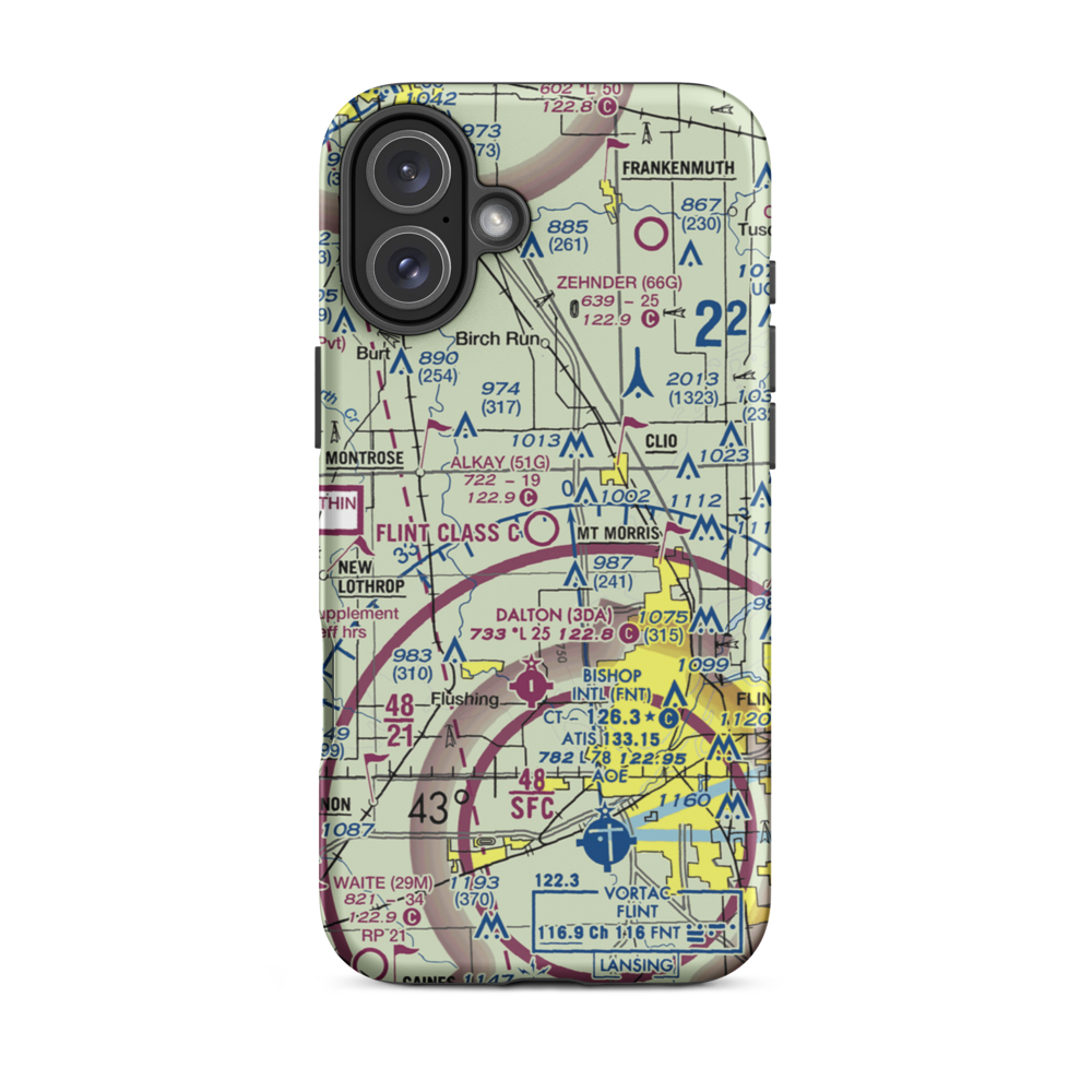 Cagney Airport (51G) VFR Sectional  Tough iPhone Case iPhone 16 Plus model shown