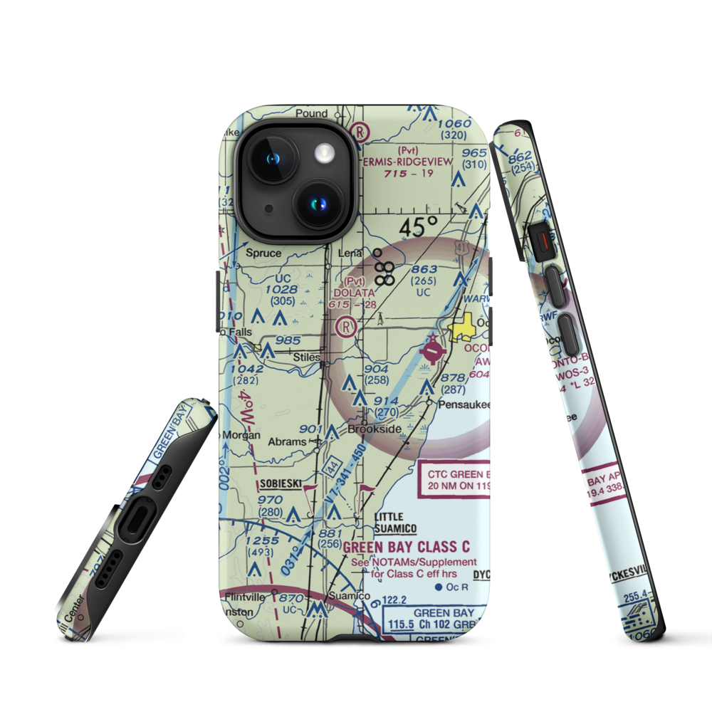 Cain's Field (WS72) VFR Sectional  Tough iPhone Case iPhone 15 model shown