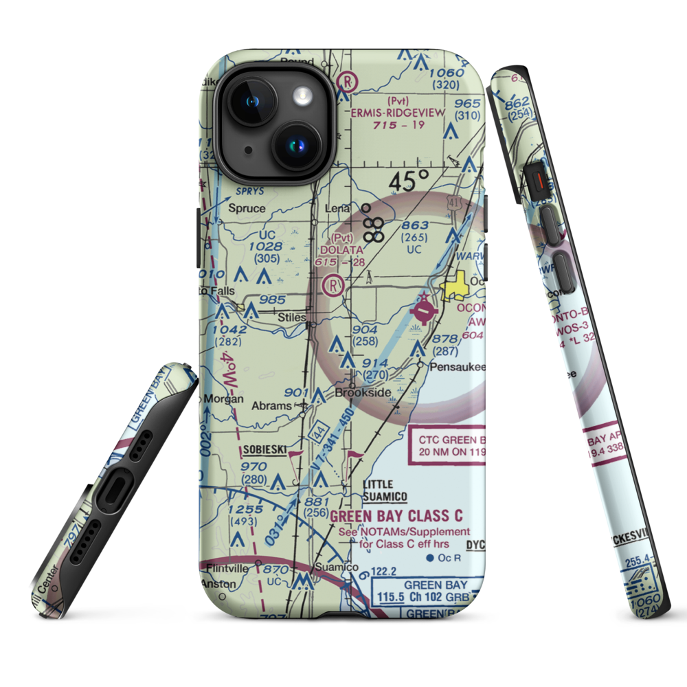 Cain's Field (WS72) VFR Sectional  Tough iPhone Case iPhone 15 Plus model shown