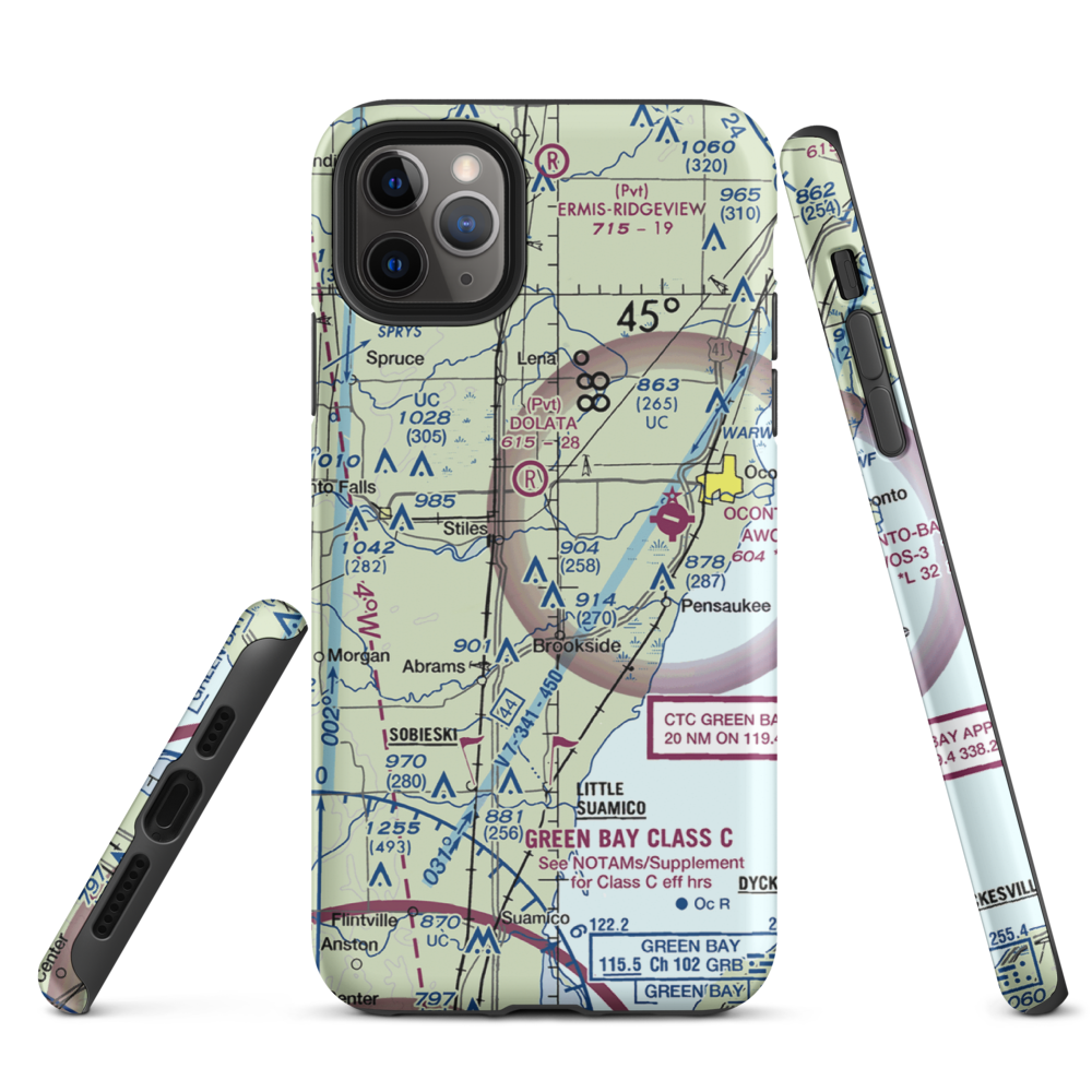 Cain's Field (WS72) VFR Sectional  Tough iPhone Case iPhone 11 Pro Max model shown