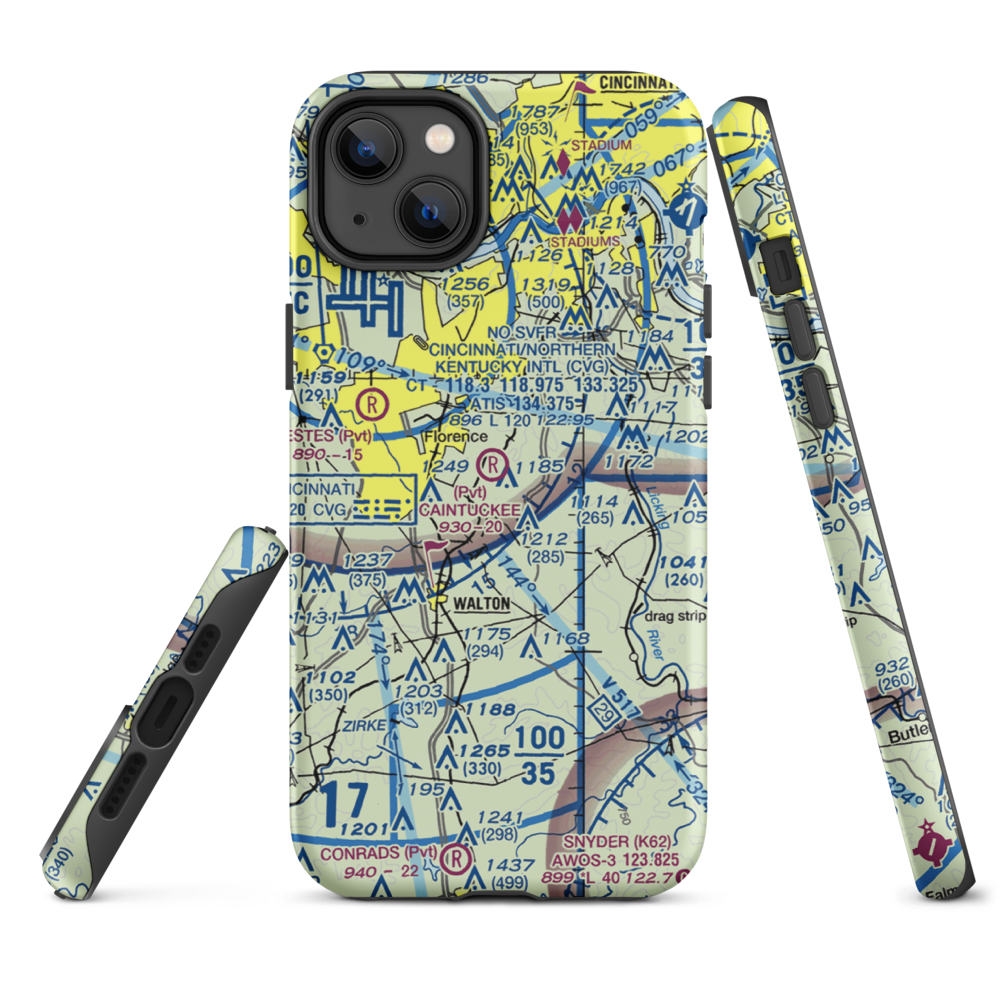 Caintuckee Airport (8KY6) VFR Sectional  Tough iPhone Case iPhone 14 Plus model shown