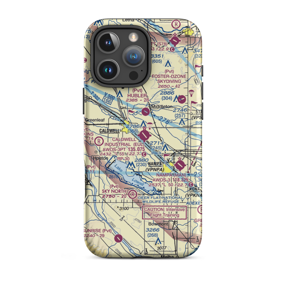 Caldwell Industrial Airport (EUL) VFR Sectional  Tough iPhone Case iPhone 16 Pro Max model shown