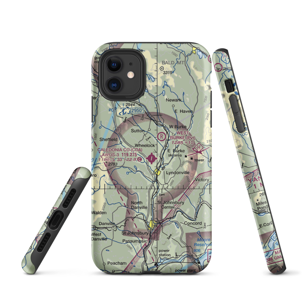 Caledonia County Airport (CDA) VFR Sectional  Tough iPhone Case iPhone 11 model shown