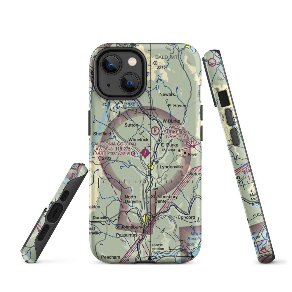 Caledonia County Airport (CDA) VFR Sectional  Tough iPhone Case iPhone 14 model shown