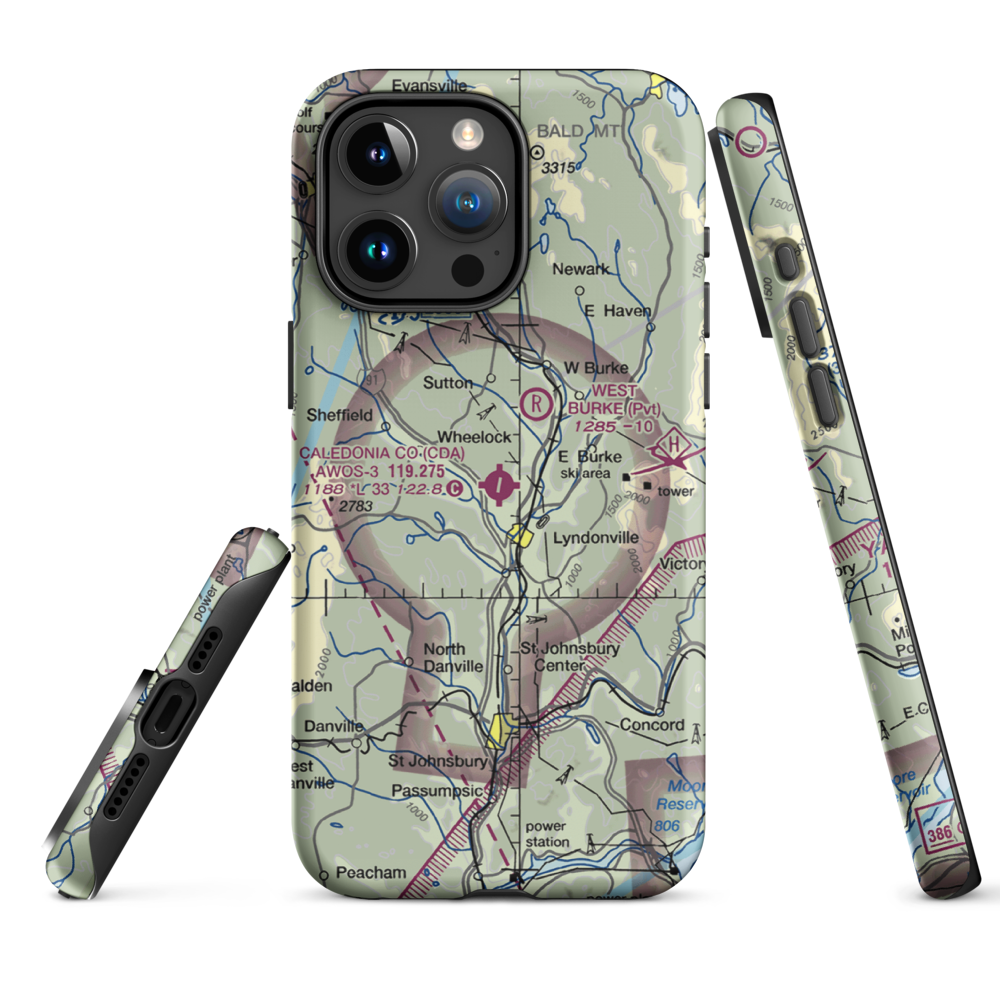 Caledonia County Airport (CDA) VFR Sectional  Tough iPhone Case iPhone 15 Pro Max model shown