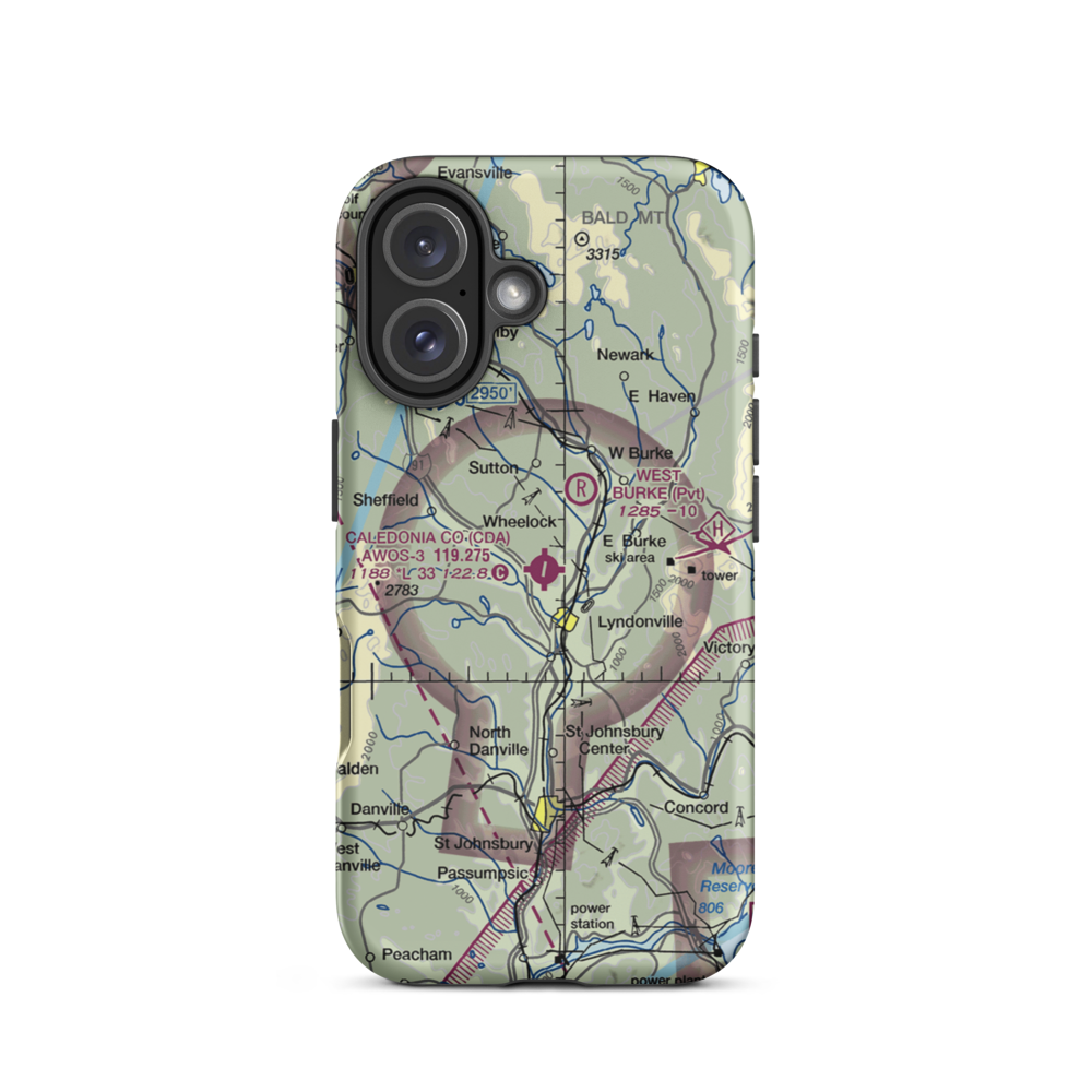 Caledonia County Airport (CDA) VFR Sectional  Tough iPhone Case iPhone 16 model shown