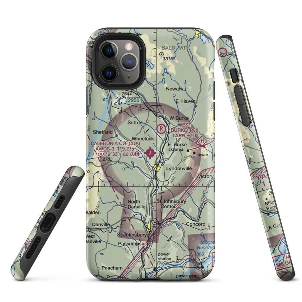 Caledonia County Airport (CDA) VFR Sectional  Tough iPhone Case iPhone 11 Pro Max model shown