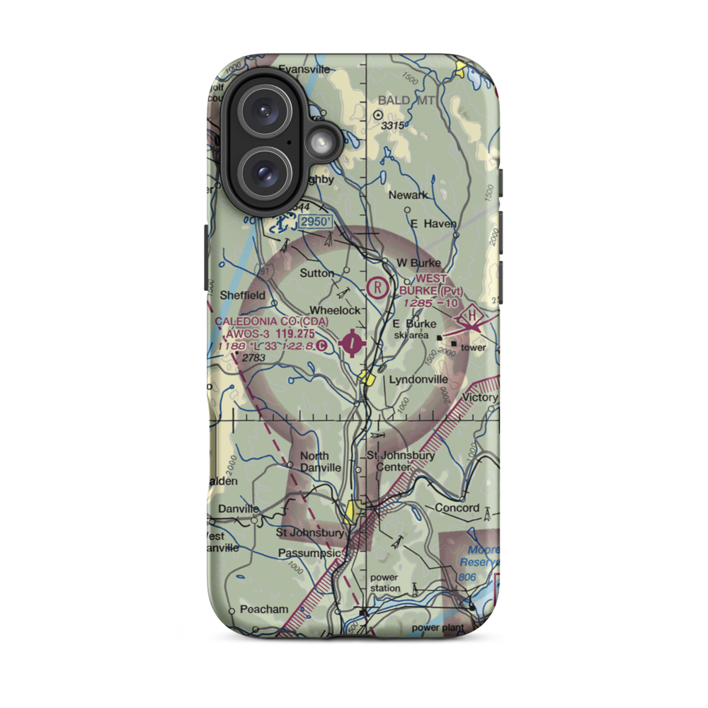 Caledonia County Airport (CDA) VFR Sectional  Tough iPhone Case iPhone 16 Plus model shown