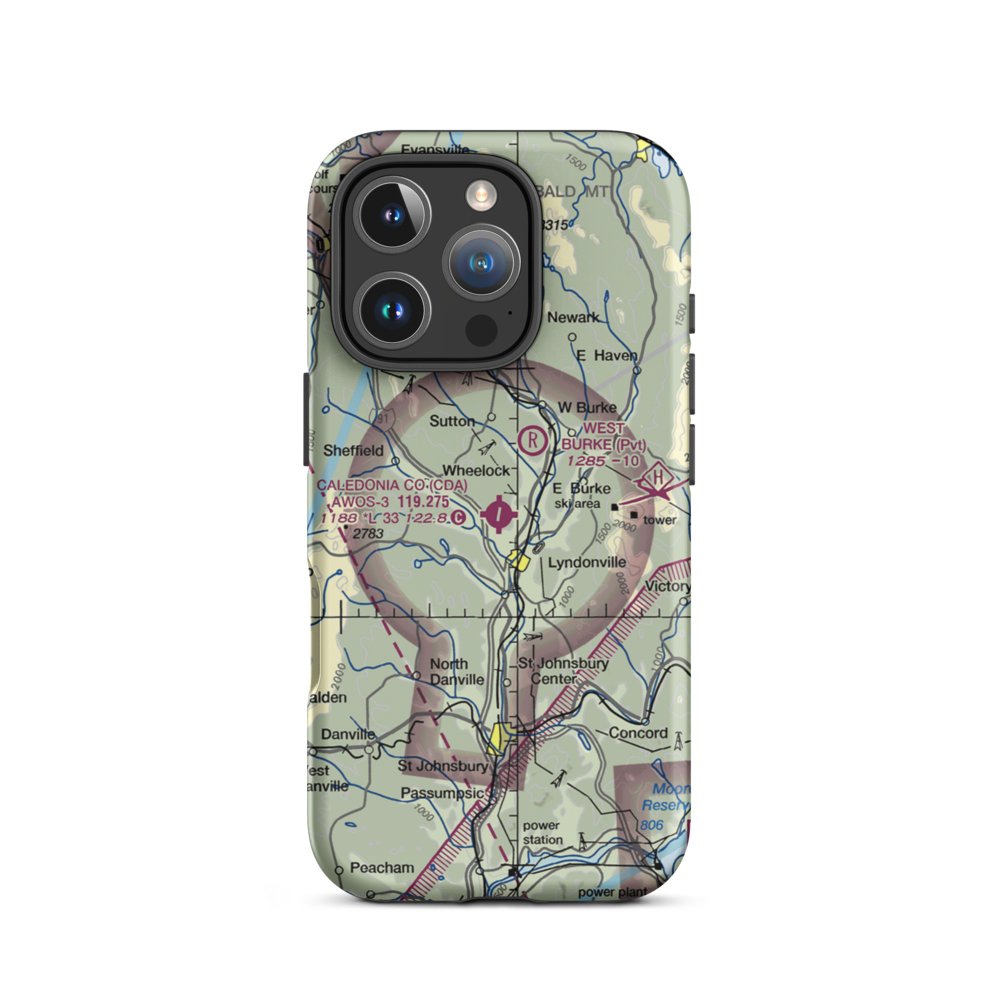 Caledonia County Airport (CDA) VFR Sectional  Tough iPhone Case iPhone 16 Pro model shown