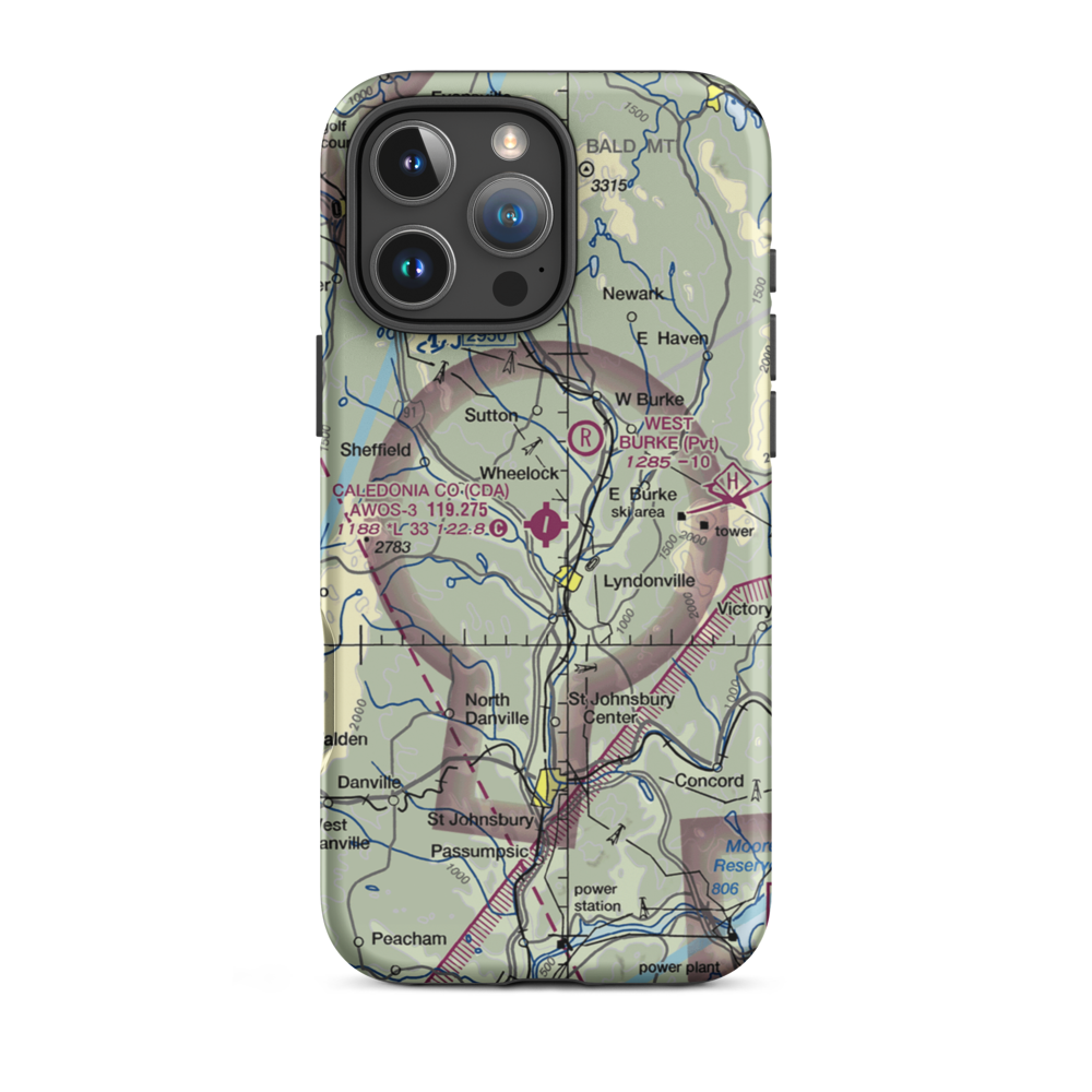 Caledonia County Airport (CDA) VFR Sectional  Tough iPhone Case iPhone 16 Pro Max model shown