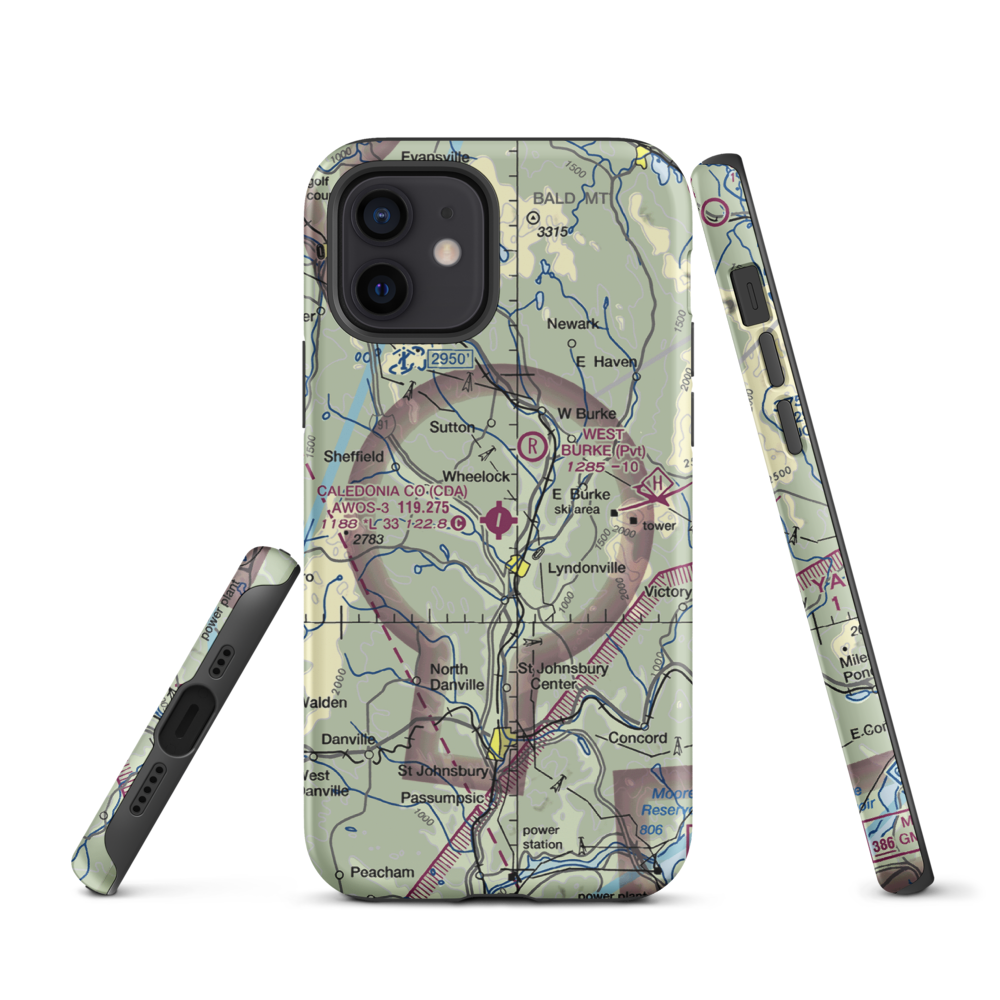 Caledonia County Airport (CDA) VFR Sectional  Tough iPhone Case iPhone 12 model shown