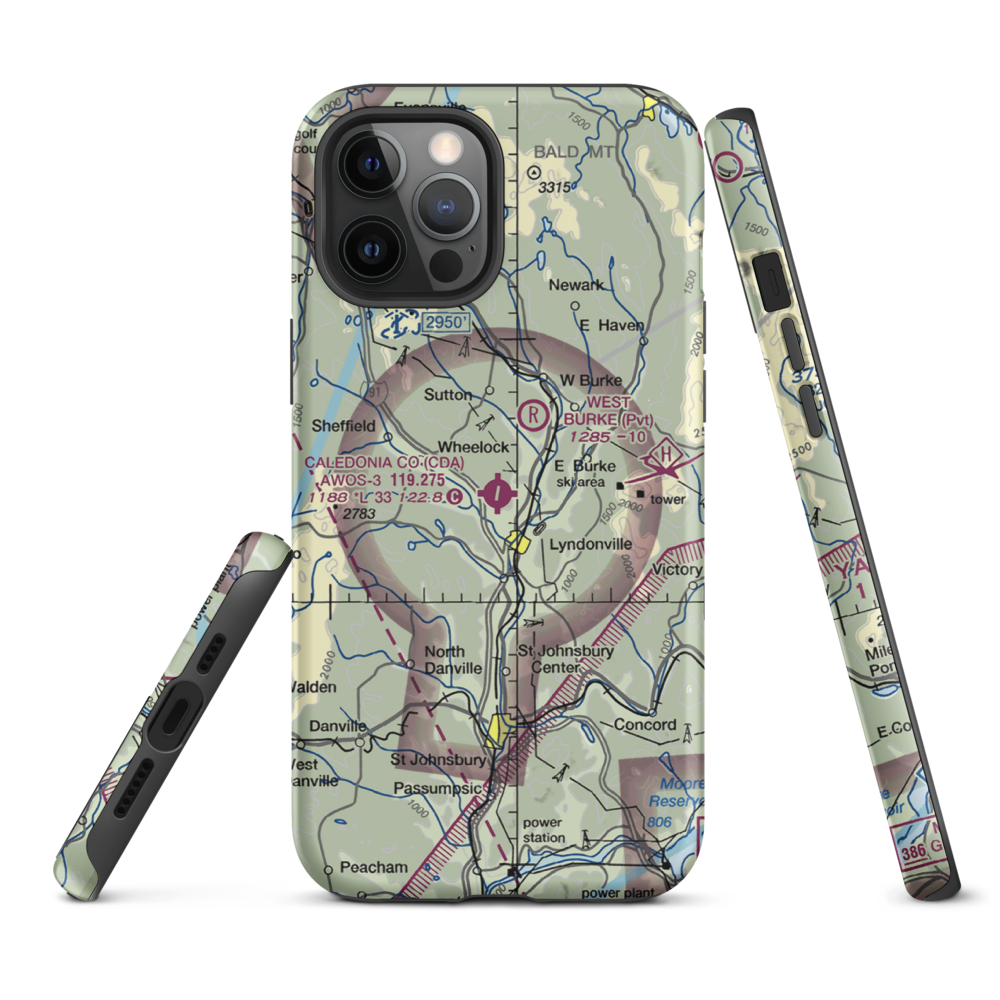 Caledonia County Airport (CDA) VFR Sectional  Tough iPhone Case iPhone 12 Pro Max model shown
