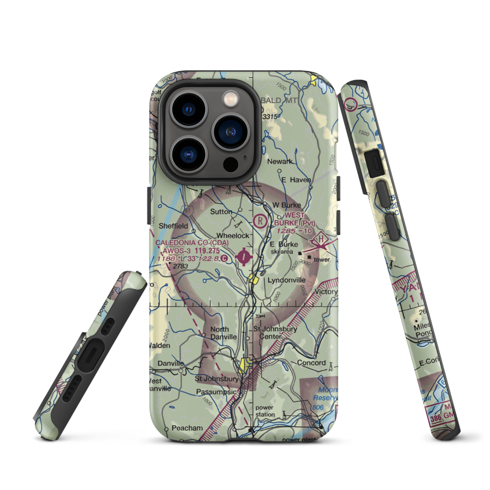 Caledonia County Airport (CDA) VFR Sectional  Tough iPhone Case iPhone 13 Pro model shown