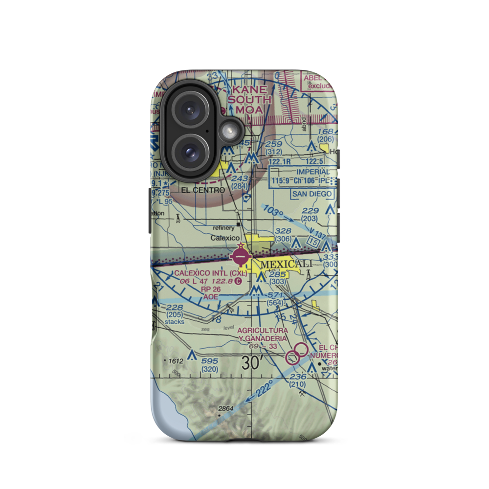 Calexico International Airport (CXL) VFR Sectional  Tough iPhone Case iPhone 16 model shown