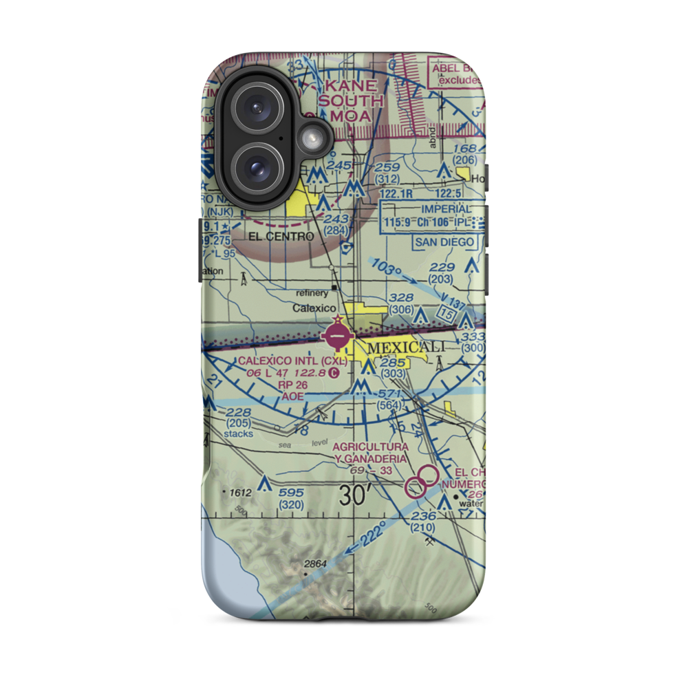 Calexico International Airport (CXL) VFR Sectional  Tough iPhone Case iPhone 16 Plus model shown