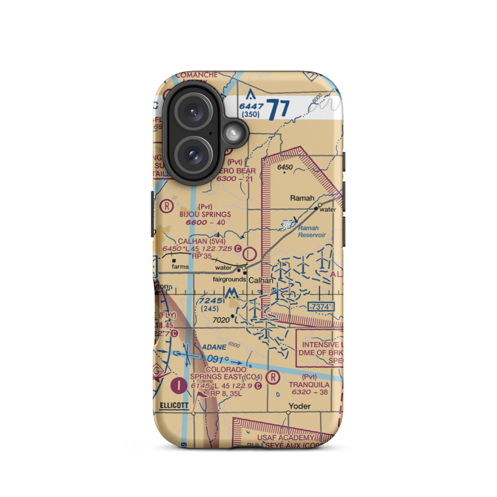 Calhan Airport (5V4) VFR Sectional  Tough iPhone Case iPhone 16 model shown