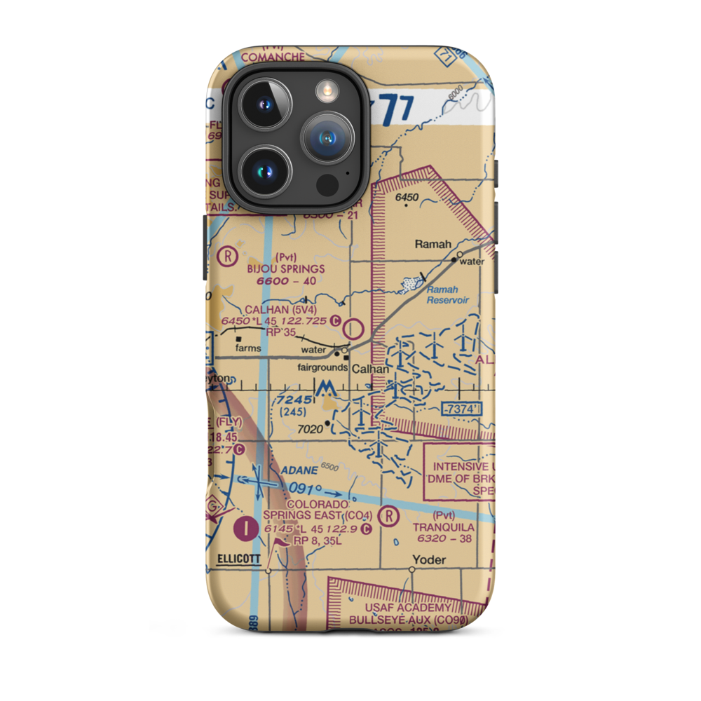 Calhan Airport (5V4) VFR Sectional  Tough iPhone Case iPhone 16 Pro Max model shown