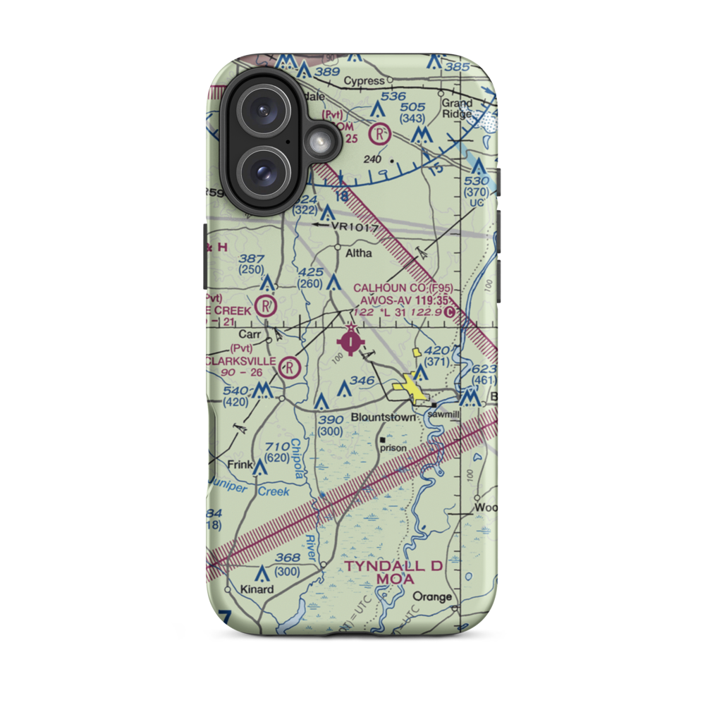 Calhoun County Airport (F95) VFR Sectional  Tough iPhone Case iPhone 16 Plus model shown