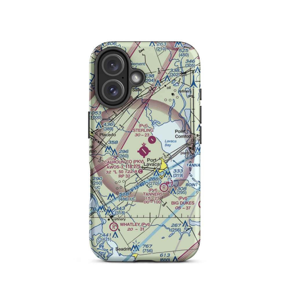 Calhoun County Airport (PKV) VFR Sectional  Tough iPhone Case iPhone 16 model shown