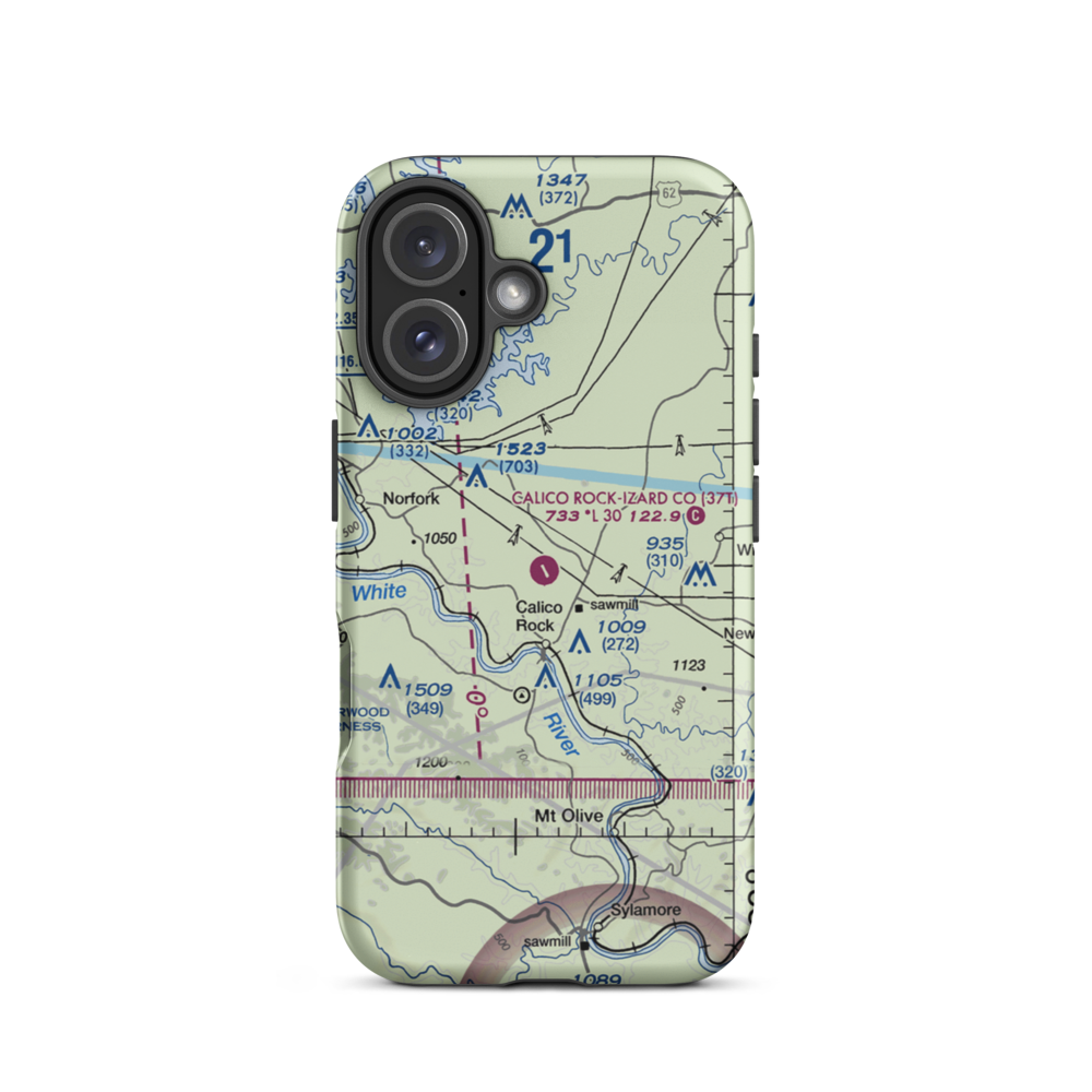 Calico Rock Izard County Airport (37T) VFR Sectional  Tough iPhone Case iPhone 16 model shown