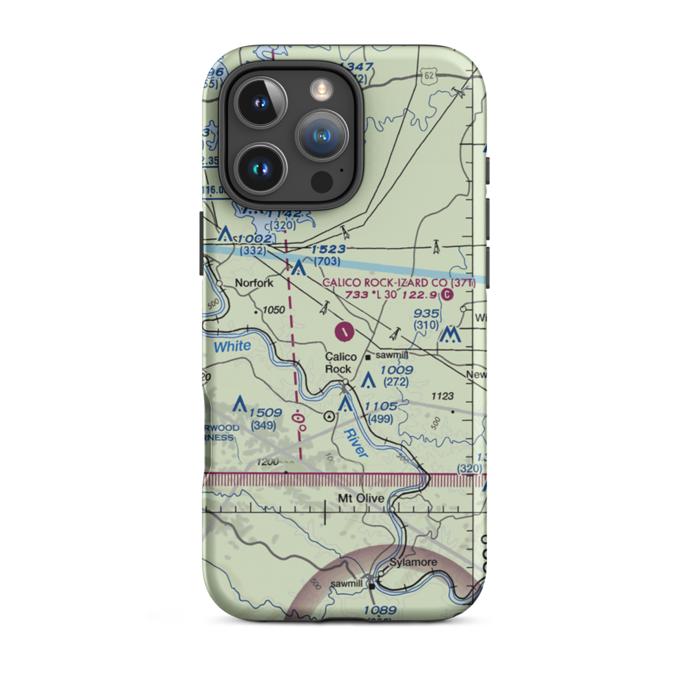 Calico Rock Izard County Airport (37T) VFR Sectional  Tough iPhone Case iPhone 16 Pro Max model shown
