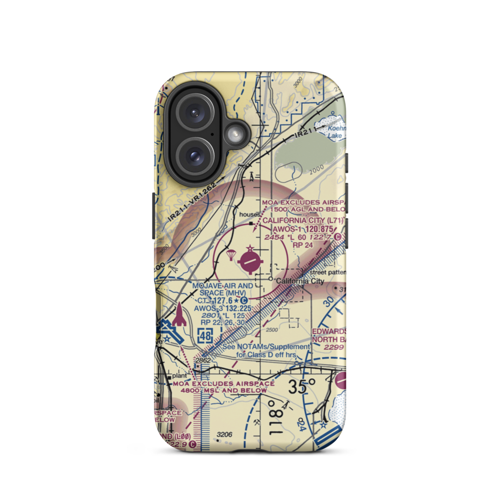 California City Municipal Airport (L71) VFR Sectional  Tough iPhone Case iPhone 16 model shown