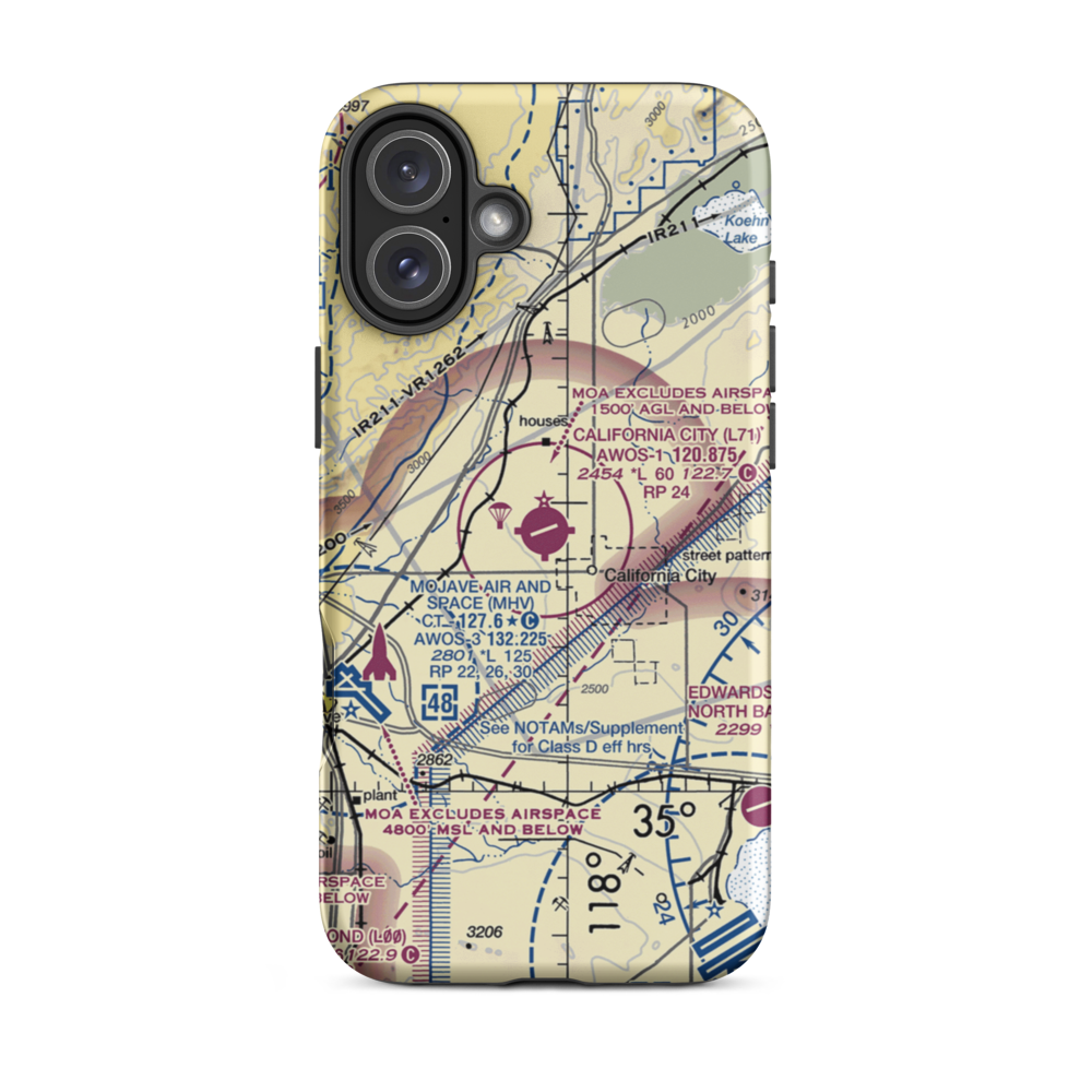 California City Municipal Airport (L71) VFR Sectional  Tough iPhone Case iPhone 16 Plus model shown