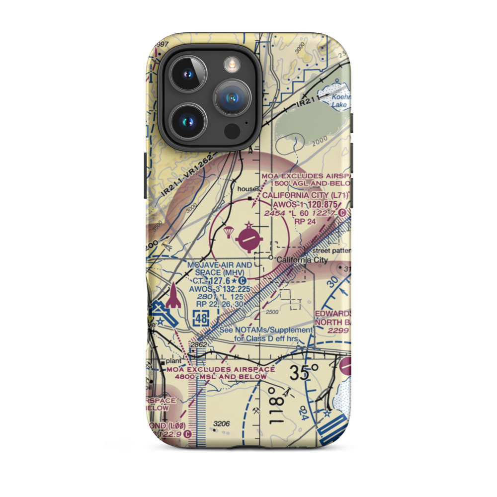 California City Municipal Airport (L71) VFR Sectional  Tough iPhone Case iPhone 16 Pro Max model shown