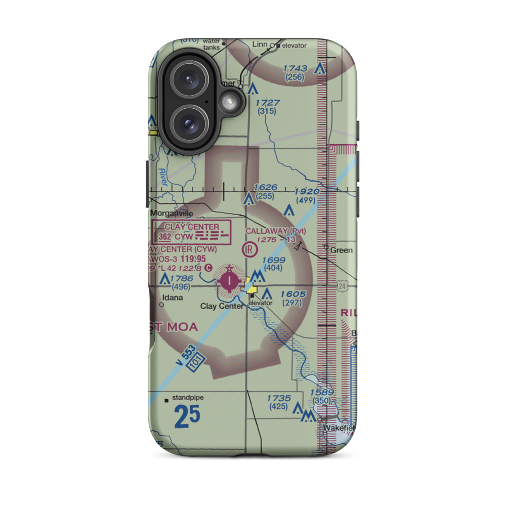 Callaway Airpark (SN33) VFR Sectional  Tough iPhone Case iPhone 16 Plus model shown