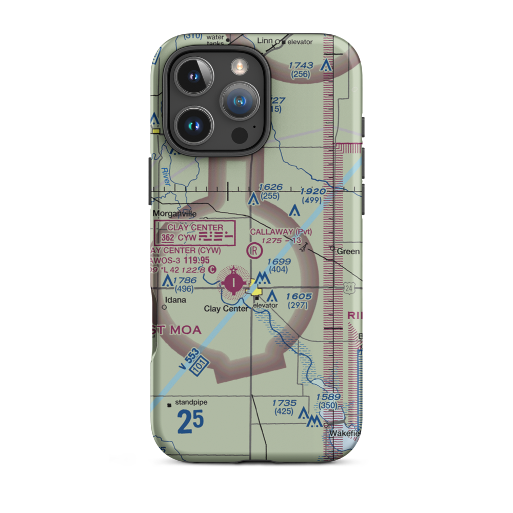 Callaway Airpark (SN33) VFR Sectional  Tough iPhone Case iPhone 16 Pro Max model shown
