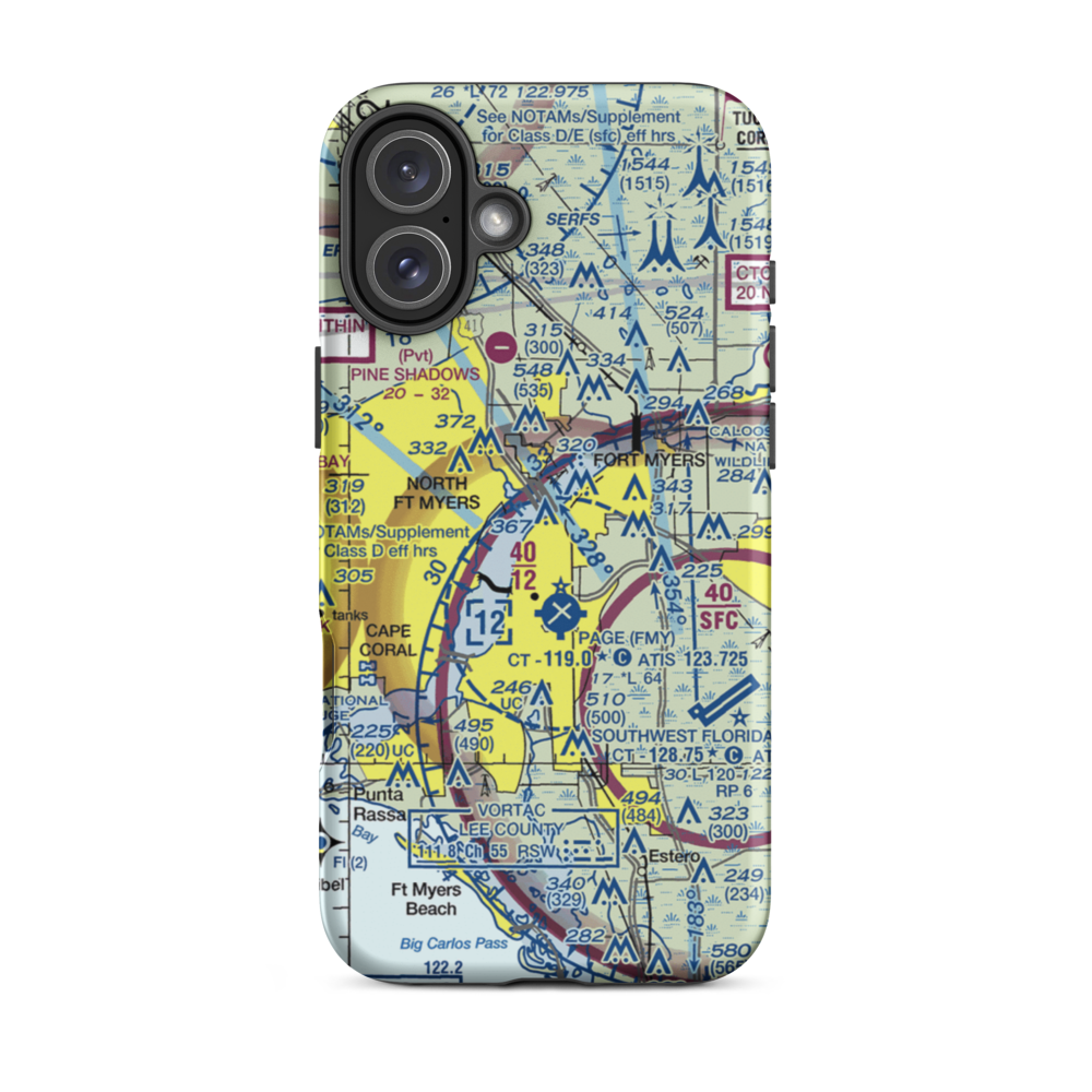 Caloosa Downtown Seaplane Base (29FA) VFR Sectional  Tough iPhone Case iPhone 16 Plus model shown