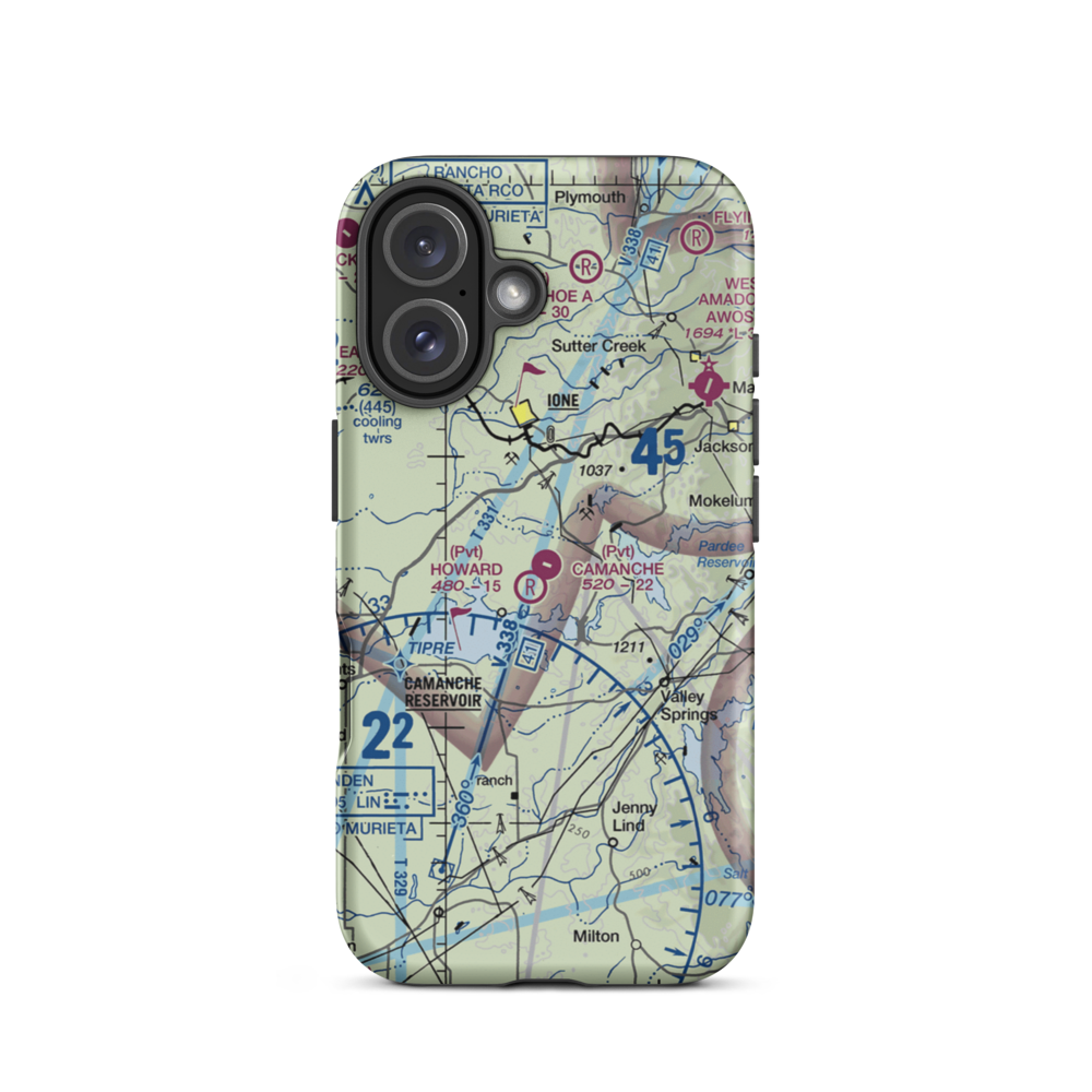 Camanche Skypark Airport (CA19) VFR Sectional  Tough iPhone Case iPhone 16 model shown