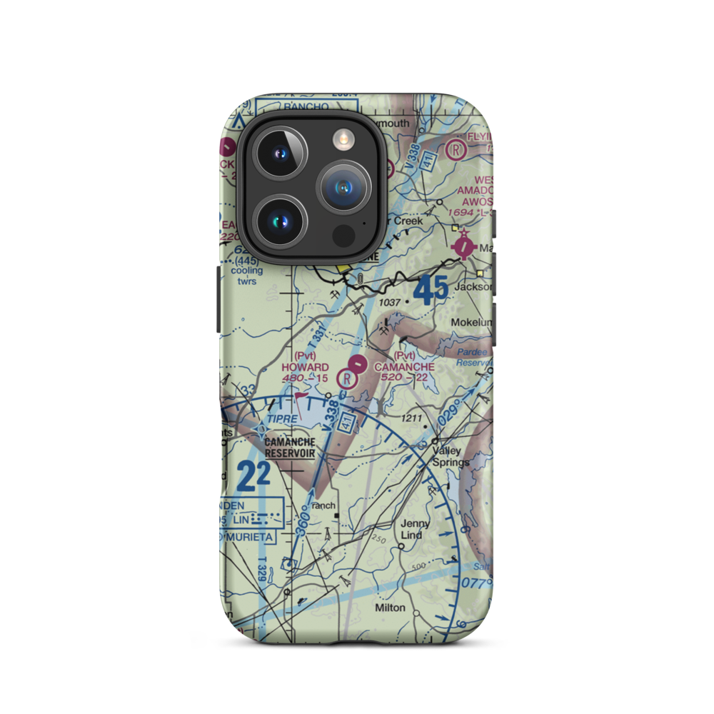 Camanche Skypark Airport (CA19) VFR Sectional  Tough iPhone Case iPhone 16 Pro model shown