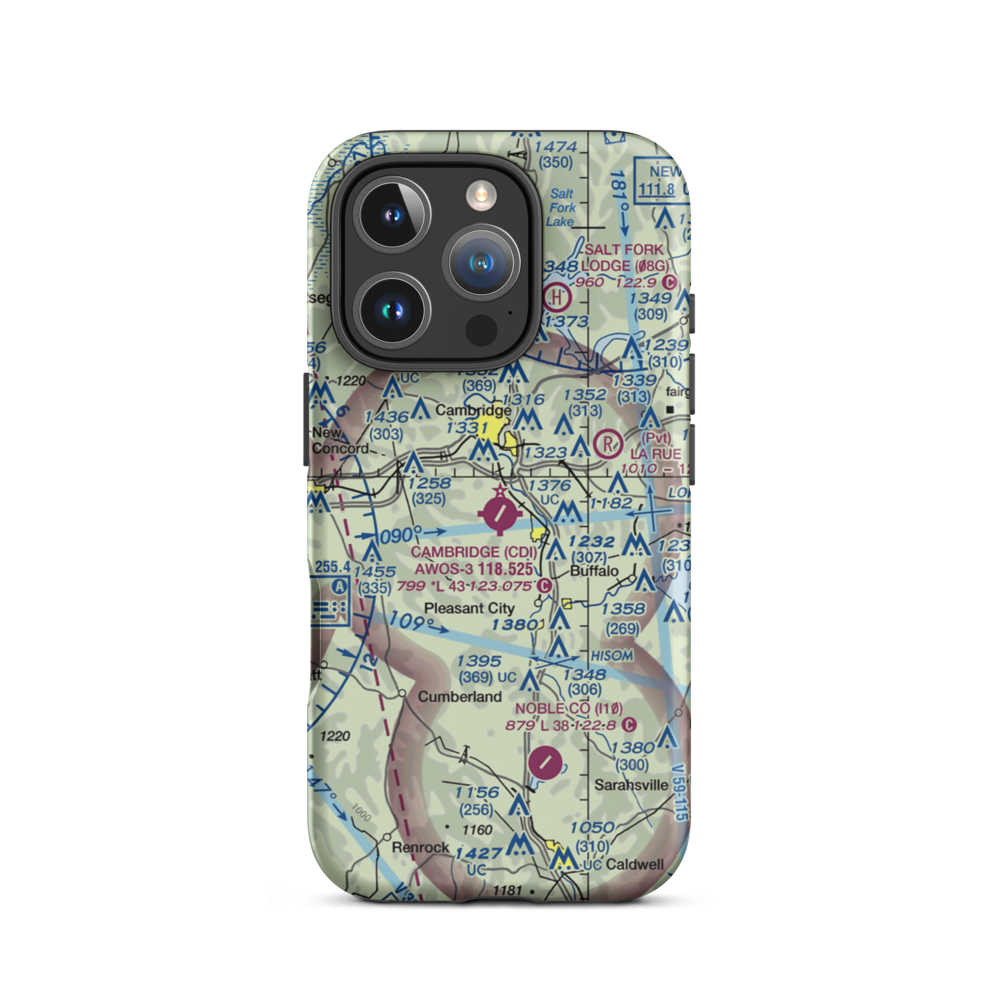 Cambridge Municipal Airport (CDI) VFR Sectional  Tough iPhone Case iPhone 16 Pro model shown