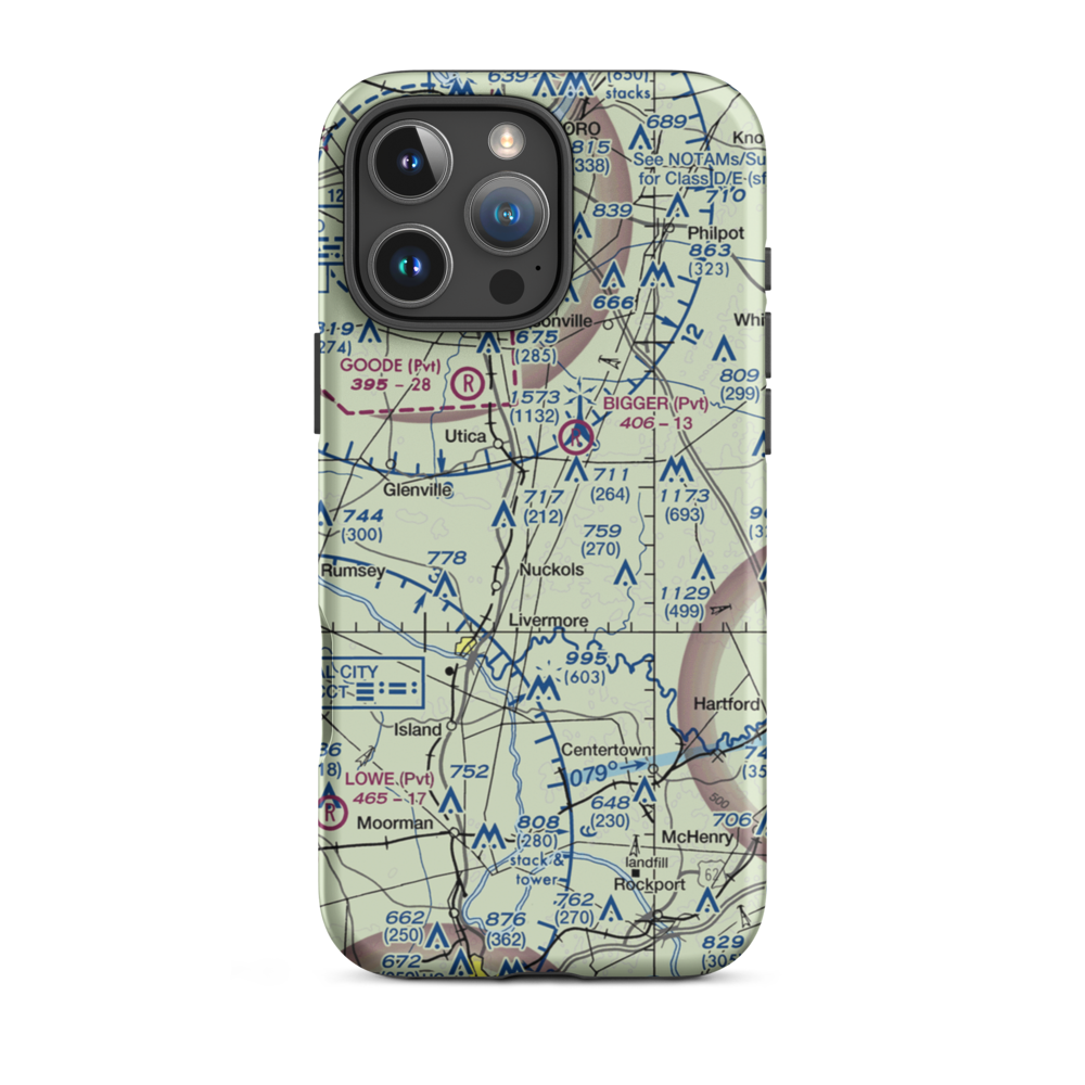 Cambron Field (0KY4) VFR Sectional  Tough iPhone Case iPhone 16 Pro Max model shown