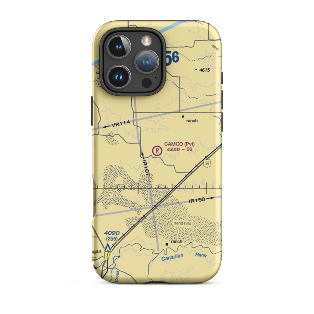 Camco Ranch Airport (NM52) VFR Sectional  Tough iPhone Case iPhone 16 Pro Max model shown