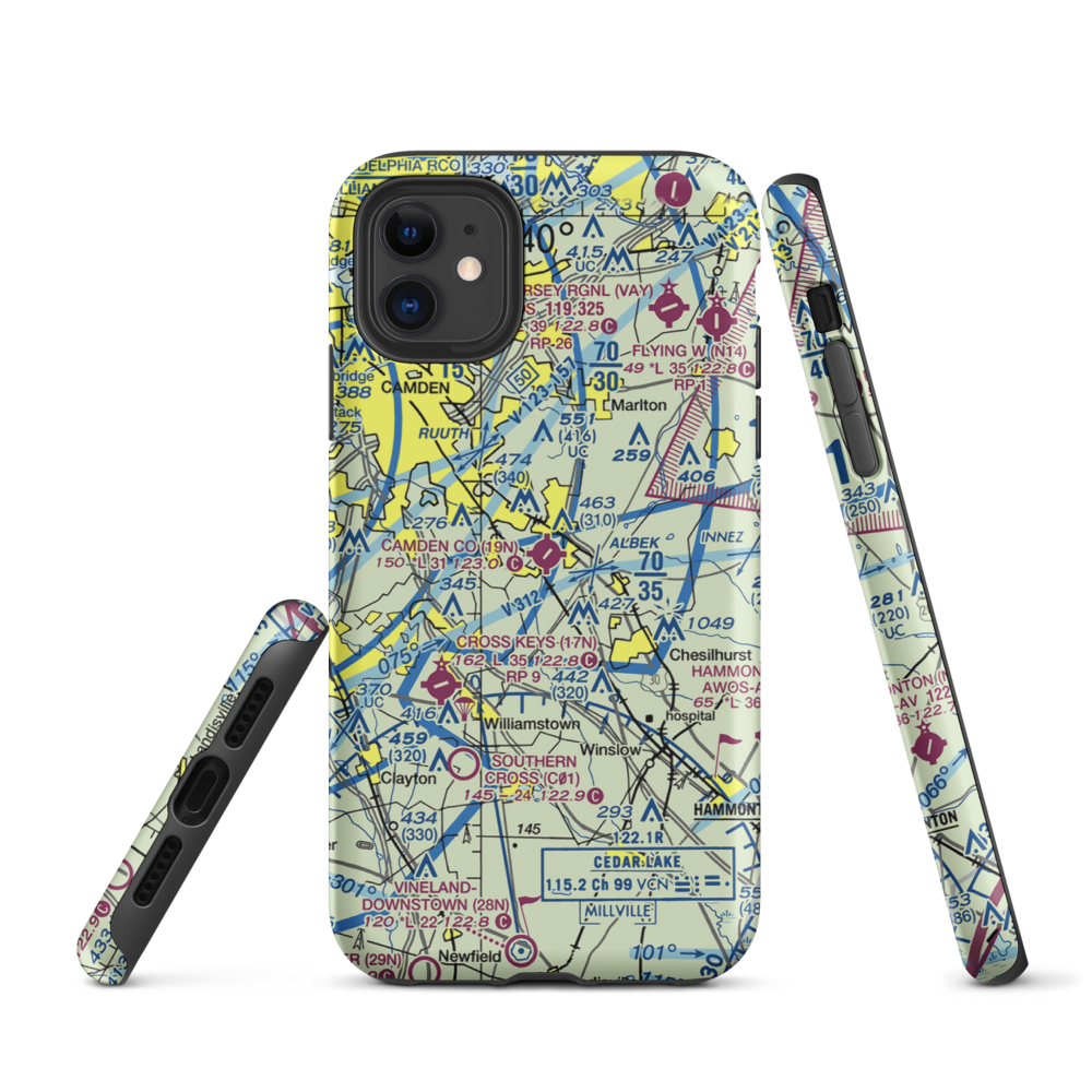Camden County Airport (19N) VFR Sectional  Tough iPhone Case iPhone 11 model shown